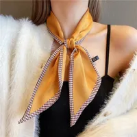 Wind Explosion Oblique Ribbon  OL Imitation Silk Plaid Long Scarf Scarf Factory Wholesale sku image 46