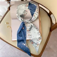Wind Explosion Oblique Ribbon  OL Imitation Silk Plaid Long Scarf Scarf Factory Wholesale sku image 48