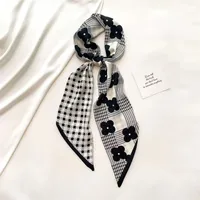 Wind Explosion Oblique Ribbon  OL Imitation Silk Plaid Long Scarf Scarf Factory Wholesale sku image 52