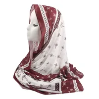 New High-grade Printed Satin Chiffon Scarf Malaysia Scarf Long Scarf Middle East Dubai Turban main image 3