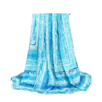 Hot-mined Satin Gold Silk Scarf Women's Long Strip Shawl Scarf Beach Clothes Factory Foreign Trade Supply main image 4