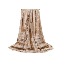 Hot-mined Satin Gold Silk Scarf Women's Long Strip Shawl Scarf Beach Clothes Factory Foreign Trade Supply sku image 4
