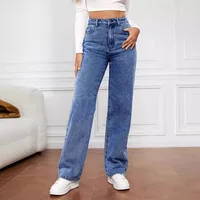 New    Explosions Washed Denim Fashion Straight Pants Jeans Women's Pants Wholesale main image 4