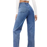 New    Explosions Washed Denim Fashion Straight Pants Jeans Women's Pants Wholesale main image 5