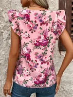Women's T-shirt Short Sleeve T-Shirts Printing Romantic Pastoral Flower main image 3