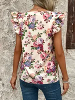 Women's T-shirt Short Sleeve T-Shirts Printing Romantic Pastoral Flower main image 5