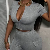 Casual Daily Date Women's Elegant Sexy Simple Style Solid Color Spandex Polyester Zipper Shorts Co-ord Set Shorts Sets main image 5