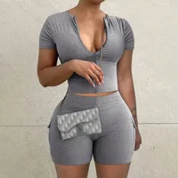 Casual Daily Date Women's Elegant Sexy Simple Style Solid Color Spandex Polyester Zipper Shorts Co-ord Set Shorts Sets main image 1