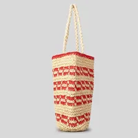 Women's Cotton Rope Straw Color Block Vacation Beach Streetwear Weave Square Open Tote Bag main image 4