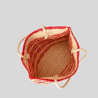 Women's Cotton Rope Straw Color Block Vacation Beach Streetwear Weave Square Open Tote Bag main image 5