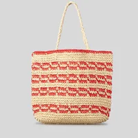 Women's Cotton Rope Straw Color Block Vacation Beach Streetwear Weave Square Open Tote Bag main image 1