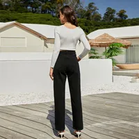 Women's Weekend Casual Solid Color Full Length Straight Pants main image 3