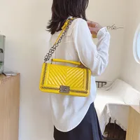 Women's Pu Leather Geometric Streetwear Square Magnetic Buckle Flip Cover Shoulder Bag main image 3