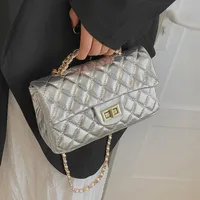 Women's Pu Leather Solid Color Lingge Streetwear Square Flip Cover Lock Clasp Shoulder Bag main image 3