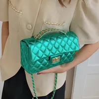 Women's Pu Leather Solid Color Lingge Streetwear Square Flip Cover Lock Clasp Shoulder Bag main image 5
