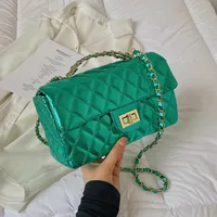 Women's Pu Leather Solid Color Lingge Streetwear Square Flip Cover Lock Clasp Shoulder Bag sku image 1