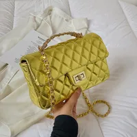 Women's Pu Leather Solid Color Lingge Streetwear Square Flip Cover Lock Clasp Shoulder Bag sku image 8