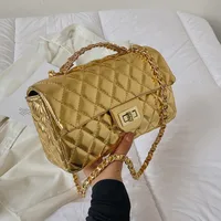 Women's Pu Leather Solid Color Lingge Streetwear Square Flip Cover Lock Clasp Shoulder Bag sku image 4