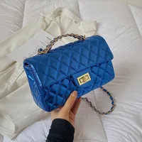 Women's Pu Leather Solid Color Lingge Streetwear Square Flip Cover Lock Clasp Shoulder Bag sku image 5