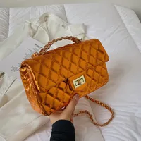 Women's Pu Leather Solid Color Lingge Streetwear Square Flip Cover Lock Clasp Shoulder Bag sku image 6