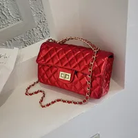 Women's Pu Leather Solid Color Lingge Streetwear Square Flip Cover Lock Clasp Shoulder Bag sku image 7