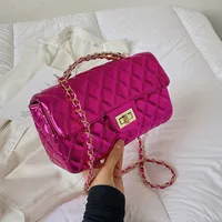Women's Pu Leather Solid Color Lingge Streetwear Square Flip Cover Lock Clasp Shoulder Bag sku image 10