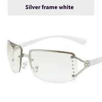 Casual Style Basic Solid Color Ac Square Half Frame Glasses sku image 3