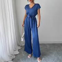 Women's Daily Casual Solid Color Jumpsuits Belt Jumpsuits sku image 2