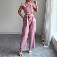 Women's Daily Casual Solid Color Jumpsuits Belt Jumpsuits main image 3