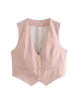 Women's Sleeveless Blazers Simple Style Classic Style Solid Color sku image 2