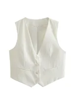 Women's Sleeveless Blazers Simple Style Classic Style Solid Color sku image 18