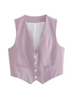 Women's Sleeveless Blazers Simple Style Classic Style Solid Color sku image 5