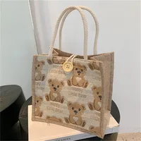 Little Bear Linen Handbag Women's Going Out Handbag  Internet Celebrity Ins New Style Small Satchel Fashionable Shoulder Bag For Students main image 1