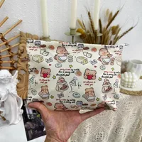 New Ins Cream Cosmetic Bag Large Capacity Portable Small Items Buggy Bag Travel Earphone Bag Coin Purse main image 4