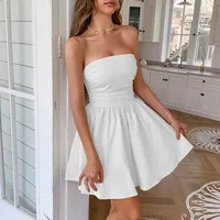 Women's A- Line Skirt Elegant Strapless Sleeveless Solid Color Above Knee Holiday Daily main image 1