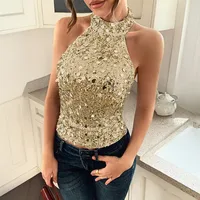 Women's Vest Tank Tops Sequins Casual Sexy Solid Color main image 2