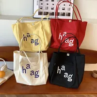 Letter Printed Canvas Women's Tote Bag Literary Style Large Capacity Student Schoolbag 2024 New Fashion Shoulder Bag main image 4