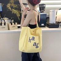 Letter Printed Canvas Women's Tote Bag Literary Style Large Capacity Student Schoolbag 2024 New Fashion Shoulder Bag main image 3