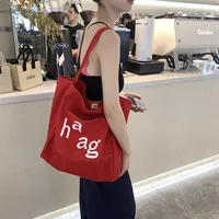Letter Printed Canvas Women's Tote Bag Literary Style Large Capacity Student Schoolbag 2024 New Fashion Shoulder Bag main image 1