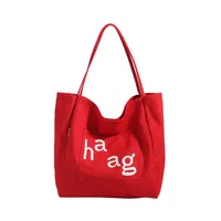 Letter Printed Canvas Women's Tote Bag Literary Style Large Capacity Student Schoolbag 2024 New Fashion Shoulder Bag main image 5