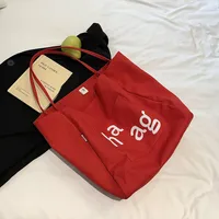 Letter Printed Canvas Women's Tote Bag Literary Style Large Capacity Student Schoolbag 2024 New Fashion Shoulder Bag sku image 3