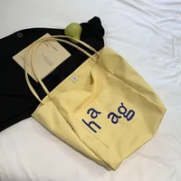 Letter Printed Canvas Women's Tote Bag Literary Style Large Capacity Student Schoolbag 2024 New Fashion Shoulder Bag sku image 4