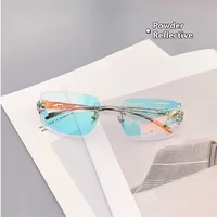 Elegant Basic Solid Color Pc Square Frameless Glasses sku image 2