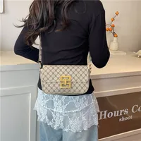 Women's Pu Leather Plaid Streetwear Square Flip Cover Shoulder Bag sku image 2