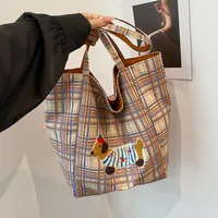 New Style Plaid Puppy Tote Bag 2024 New Large Capacity Underarm Shoulder Bag Casual All-Match Double-Sided Cloth Bag main image 2