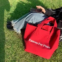 2024 New Ins Niche Red Canvas Bag Casual Letter Printed Canvas Shoulder Bag Large Capacity School Bag main image 1