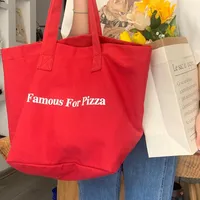 2024 New Ins Niche Red Canvas Bag Casual Letter Printed Canvas Shoulder Bag Large Capacity School Bag main image 3
