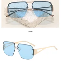 Basic Vacation Solid Color Pc Square Half Frame Glasses sku image 2