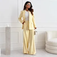 Business Women's Elegant Classic Style Solid Color Wool Blend Polyester Blazer Suits Co-ord Set Pants Sets main image 3