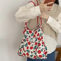 Yayu/Hyun-a Small Floral Canvas Shoulder Bag Women's Large Capacity New Ins Tote Bag Casual Bag main image 2